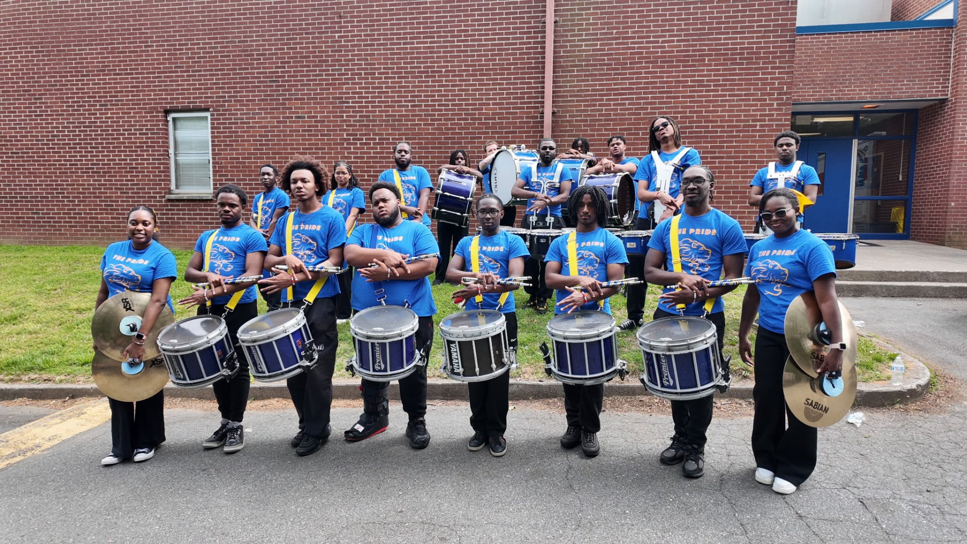 The OU P.R.I.D.E. Percussion drumline group photo